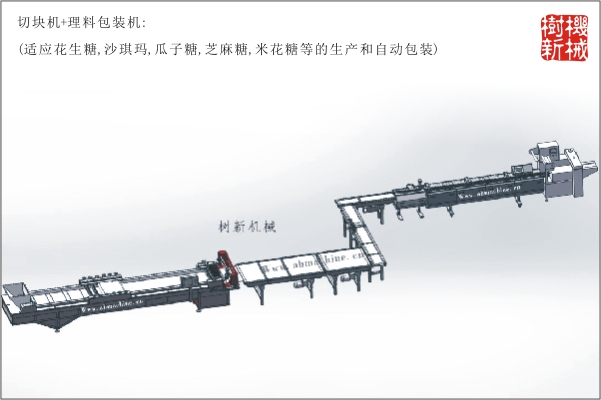 切塊機(jī)+理料包裝流水線(xiàn)(沙琪瑪，花生糖，米花糖，沙琪瑪?shù)纳a(chǎn)到包裝全線(xiàn)自動(dòng)）